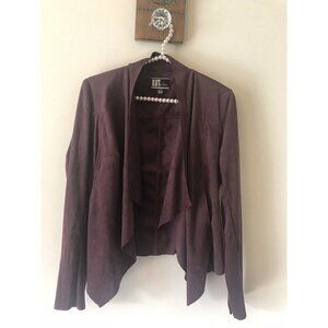 Kut from the Kloth Tayanita Faux Suede Jacket Drape Collar Burgundy Size XS
